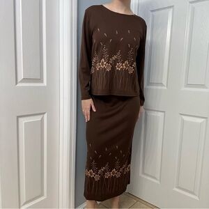 Y2K Matching Set Skirt Top Brown Fairy Modest Casual Vintage Size Small